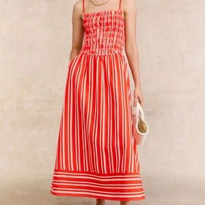 Cleobella Red and White Striped Maxi Dress